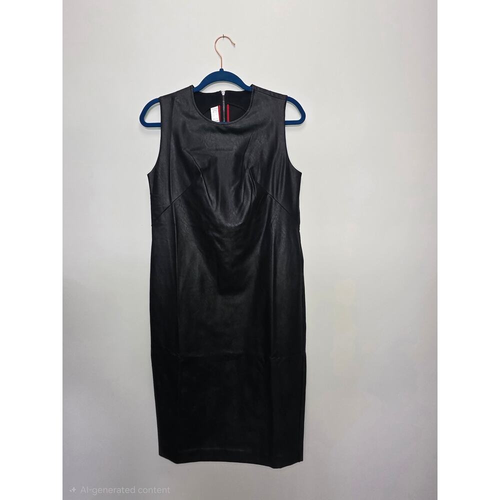 SPANX Faux Leather Sleeveless Sheath Dress Luxe Black Medium